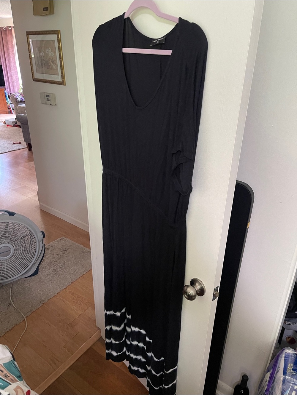 Lane Bryant T-Shirt Black Tie-Dye Hem Maxi Dress 18/20
